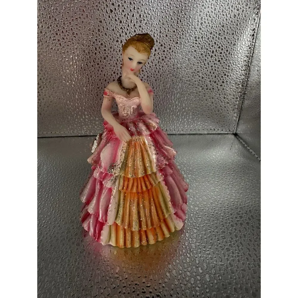 Mis Quince Anos 4.5 inches Pink /Orange Cake Topper Doll